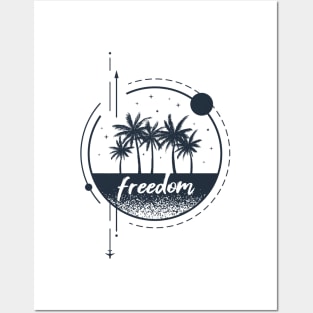 Palms And Airplane. Freedom, Summer. Motivational Quote. Geometric Style Posters and Art